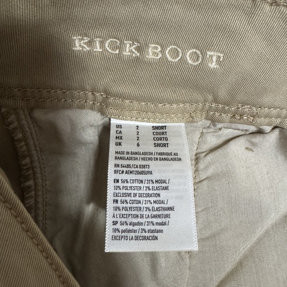 NWT American Eagle Low Rise Kick Bootcut Khaki Pants Size 2 Short Super Stretch - Picture 6 of 14